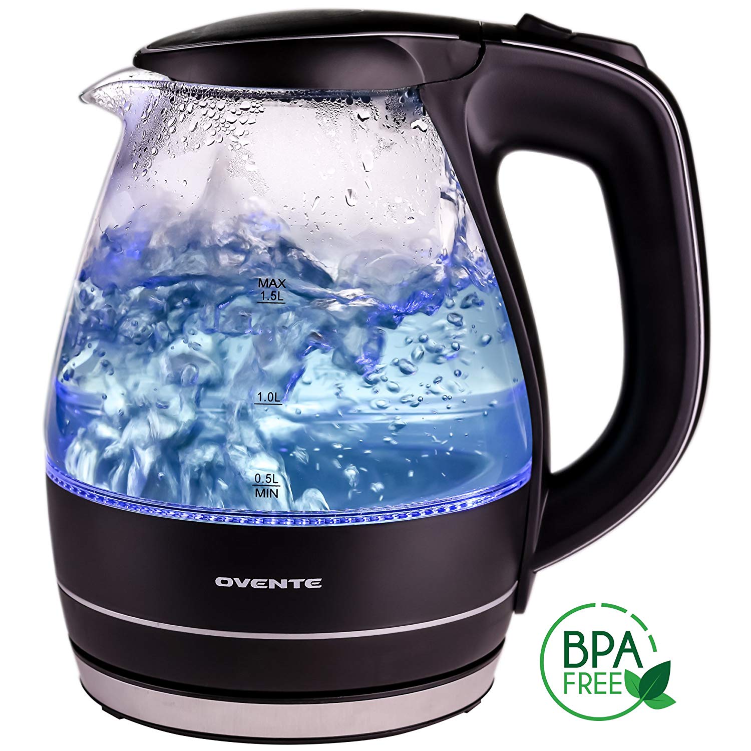 Ovente 1.5L BPA-Free Glass Electric Kettle,