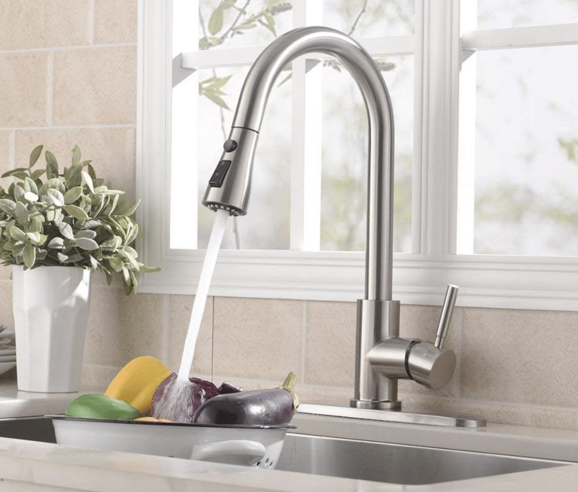 Single Handle High Arc Pull out Brushed Nickel Kitchen Faucet